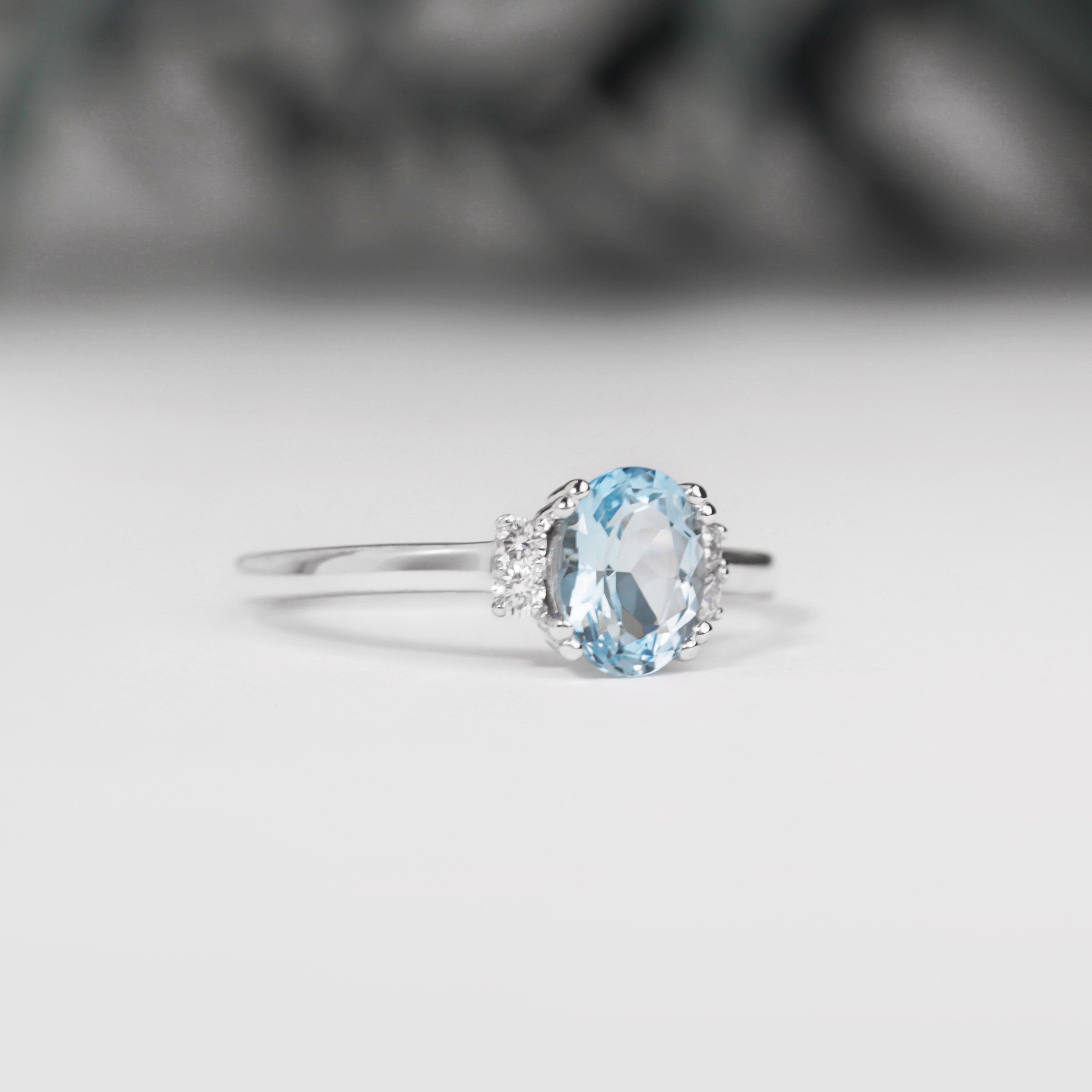 Oval Aquamarine and Diamond Ring - Vinny & Charles