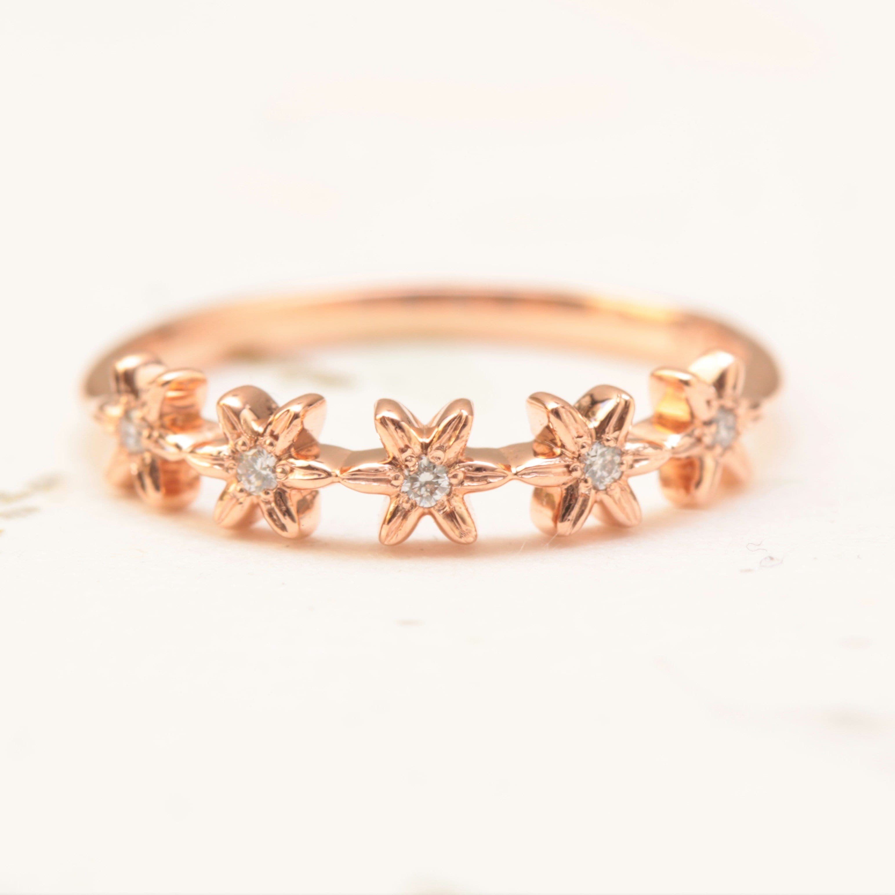 Diamond Flower Wedding Band - Vinny & Charles