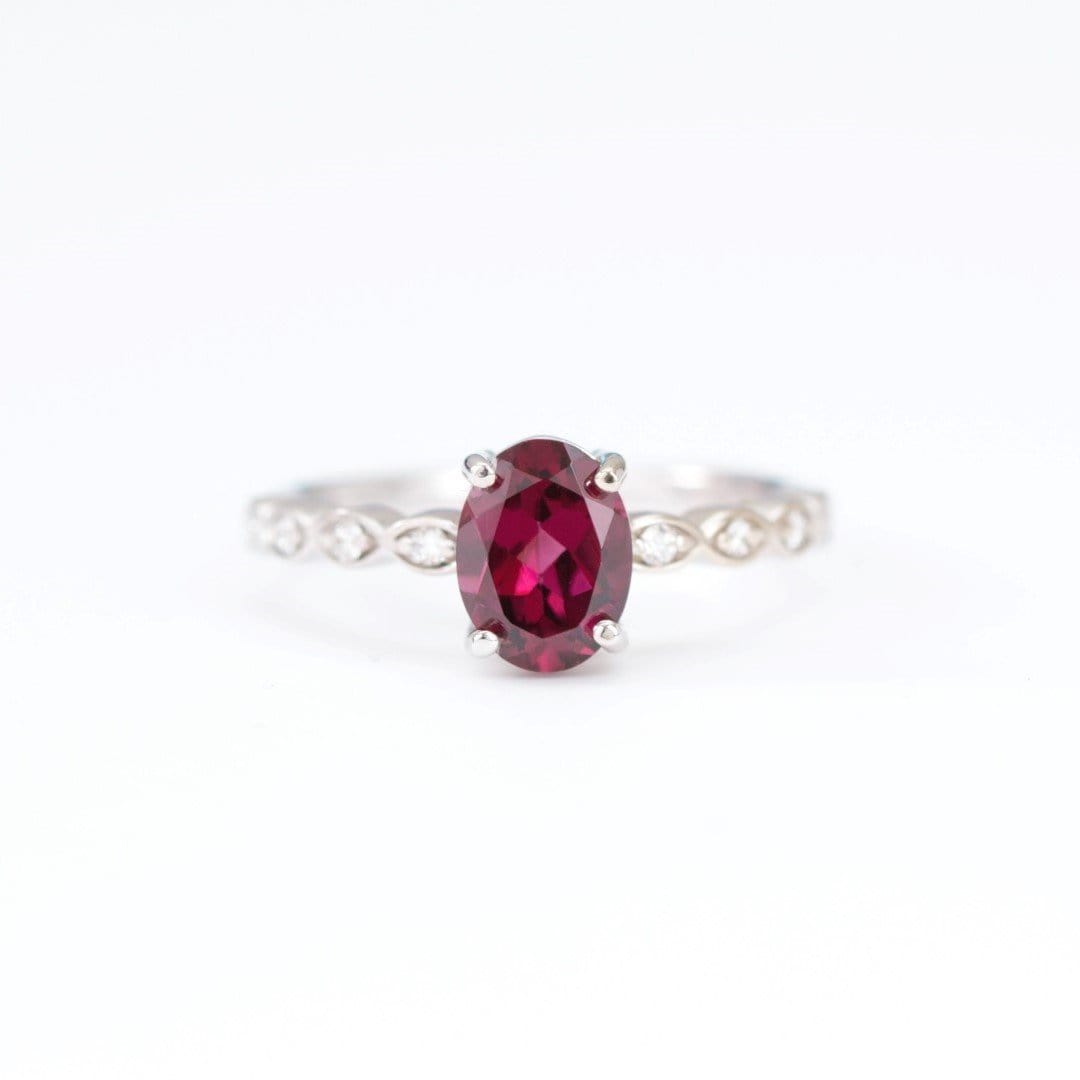 Rhodolite Garnet and Diamond Engagement Ring - Vinny & Charles
