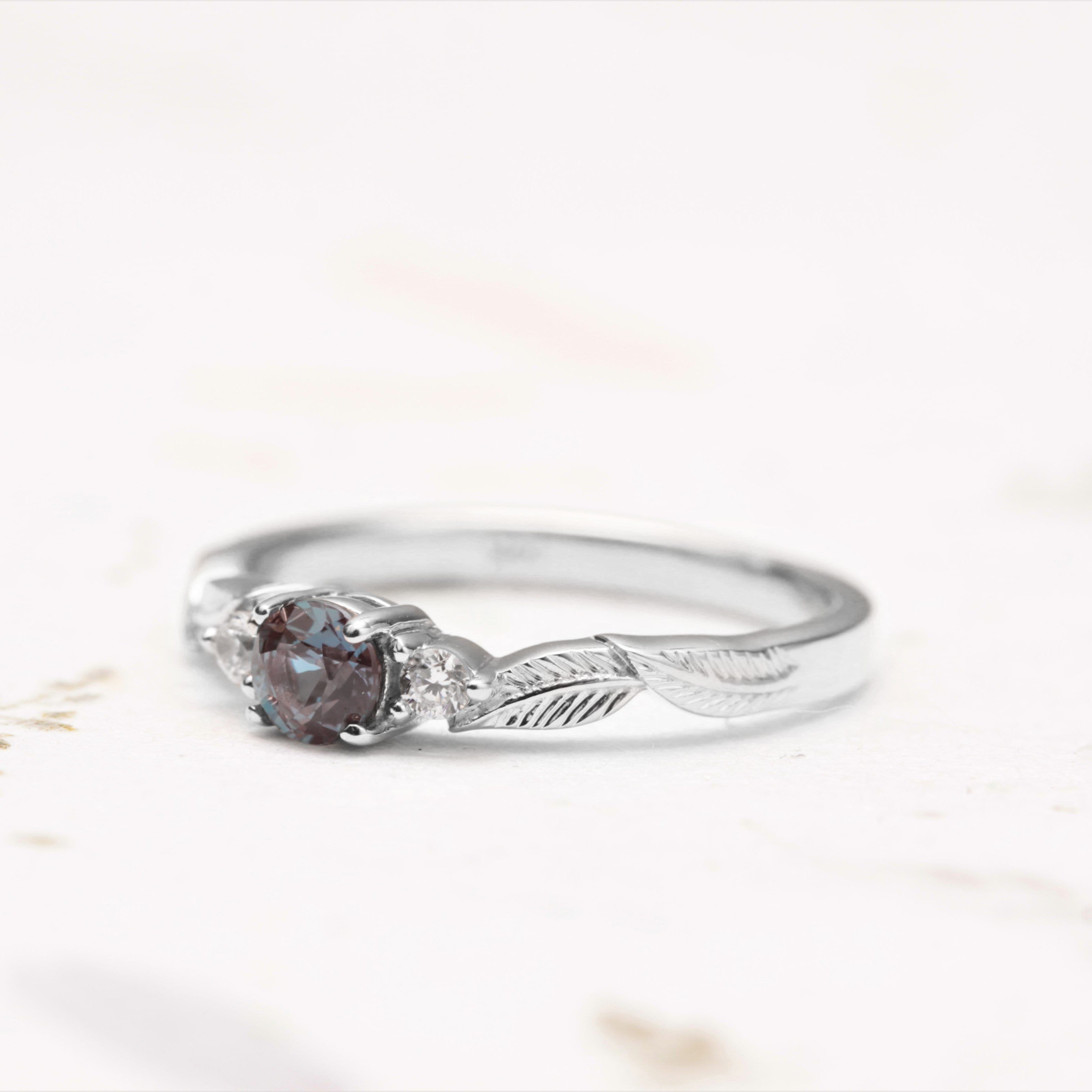 Alexandrite Leaf Engagement Ring - Vinny & Charles