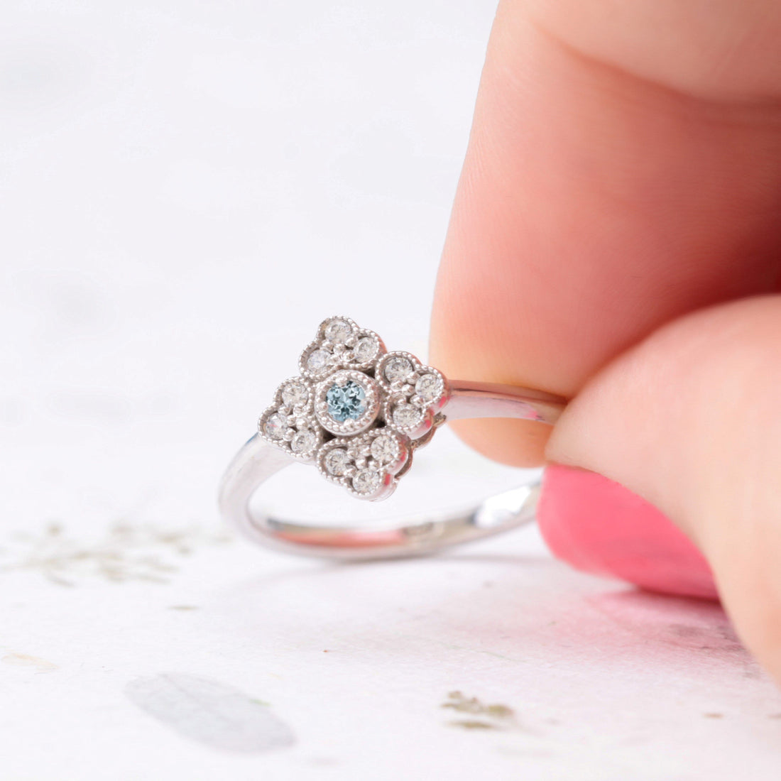 Antique style Aquamarine engagement ring - Vinny & Charles