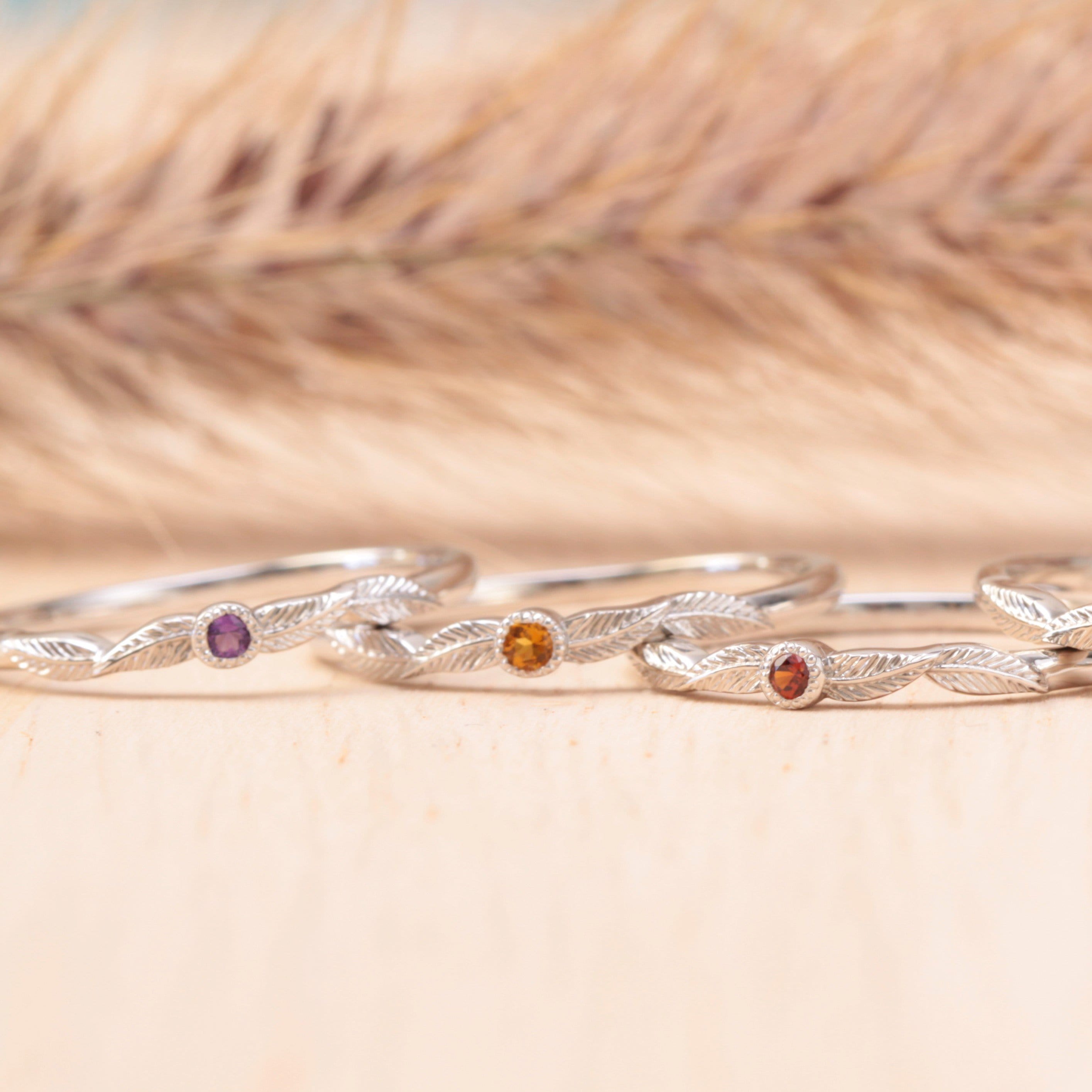 Diamond Birthstone Leaf Ring - Vinny & Charles