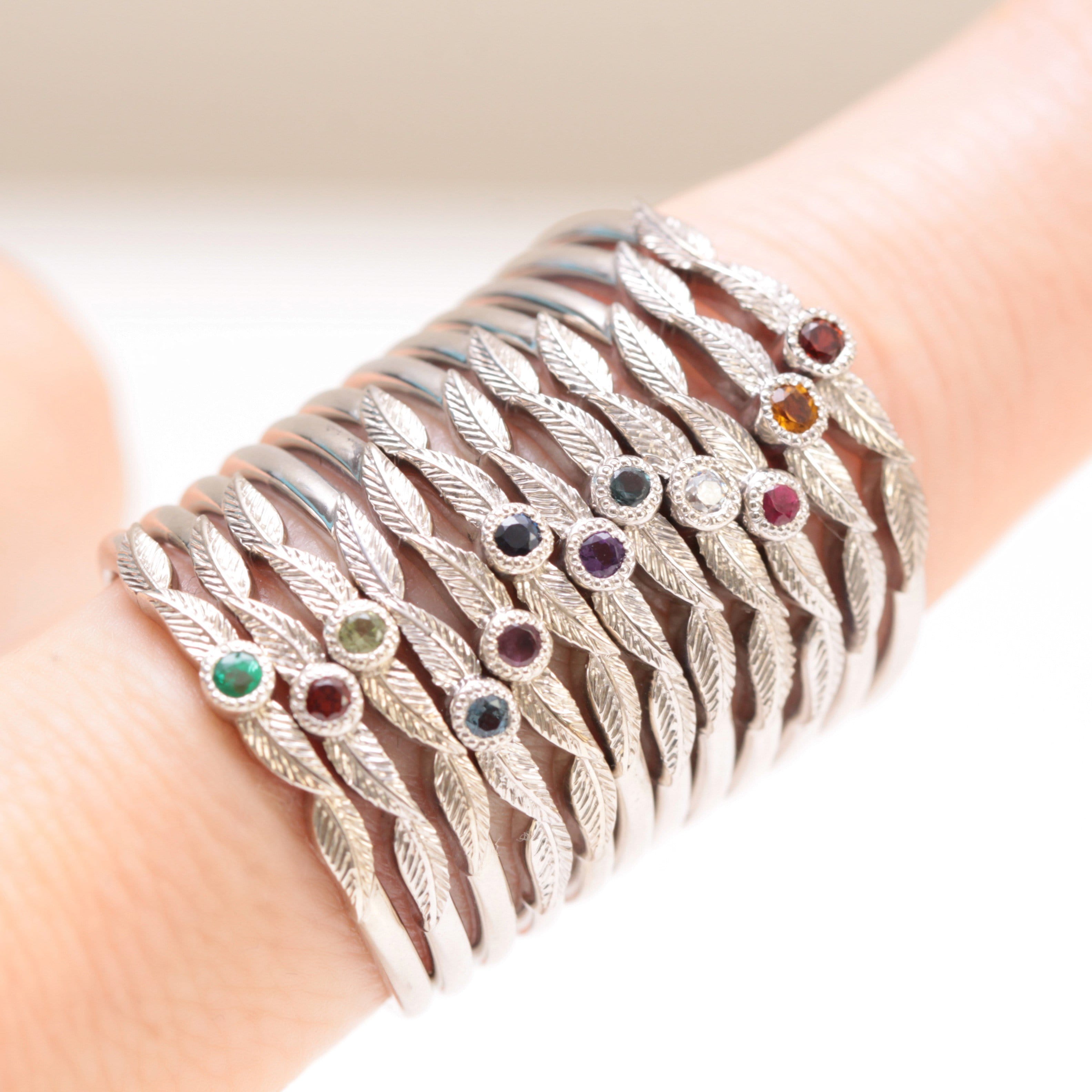 Diamond Birthstone Leaf Ring - Vinny & Charles