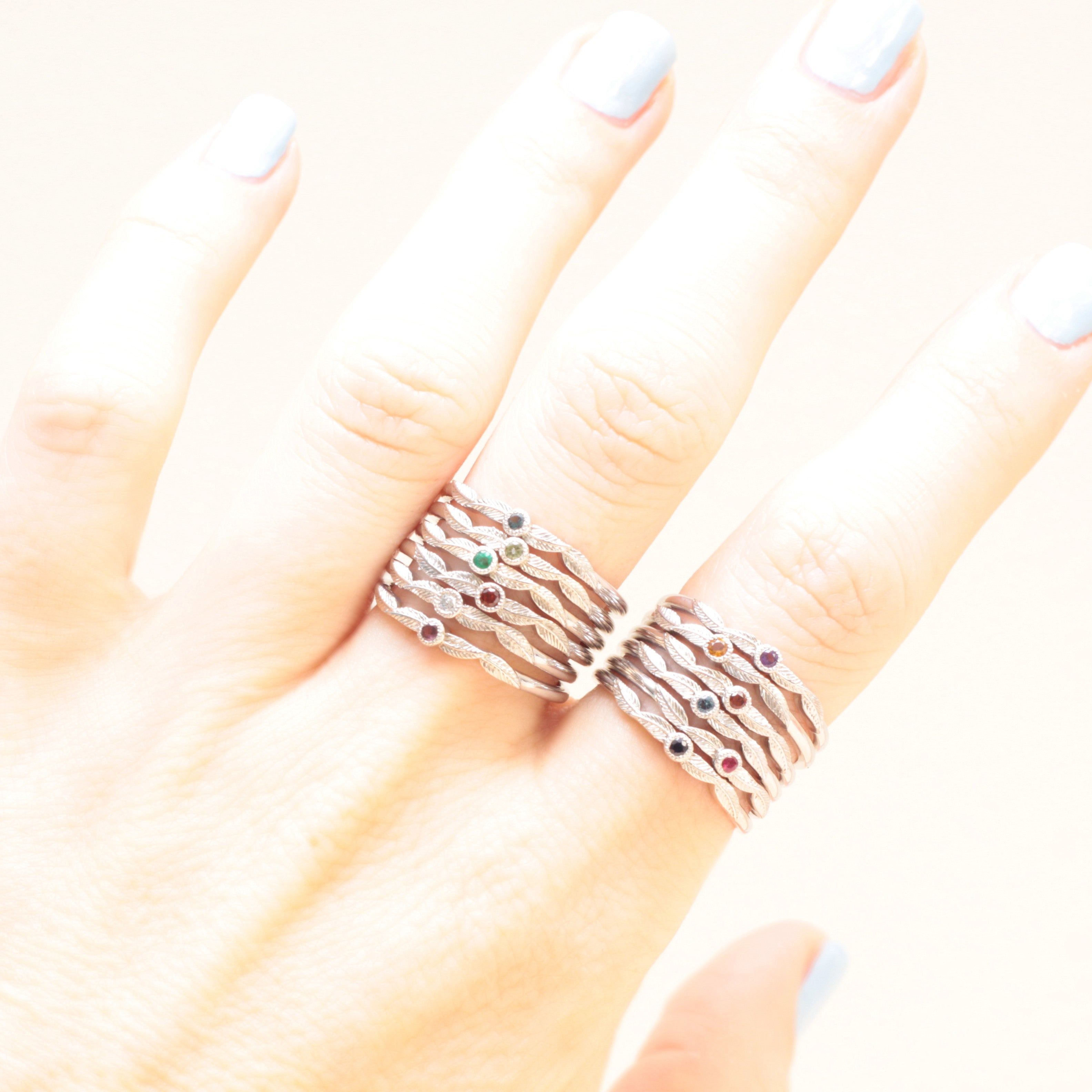 Diamond Birthstone Leaf Ring - Vinny & Charles