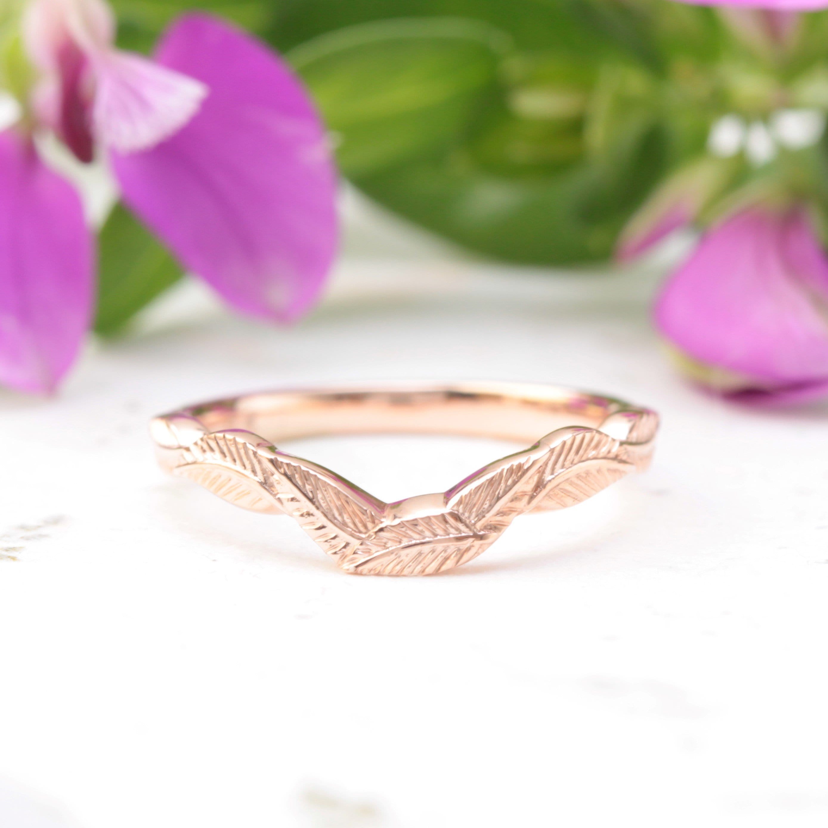 Curved leaf wedding ring - Vinny & Charles