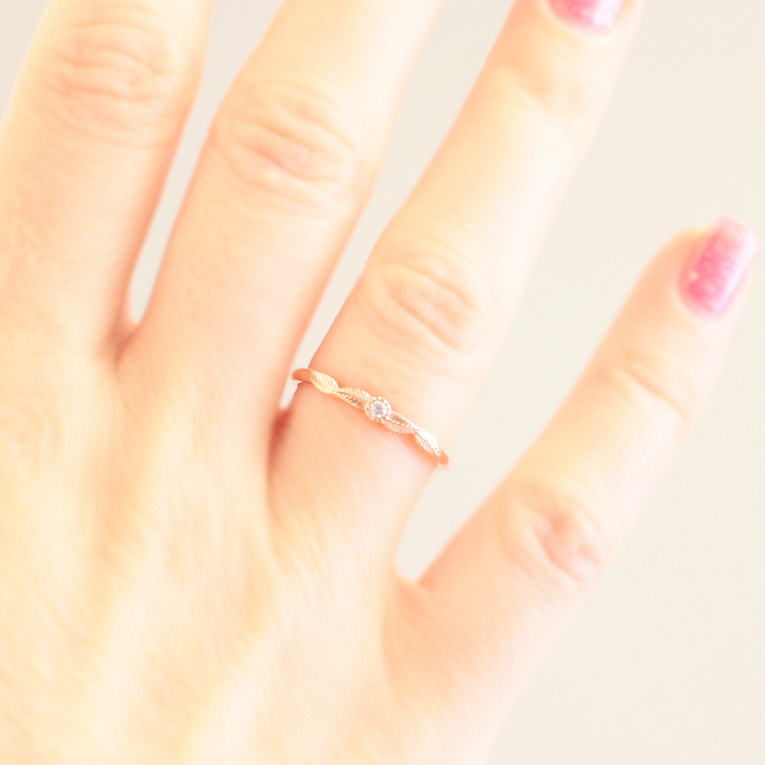 Diamond Birthstone Leaf Ring - Vinny & Charles