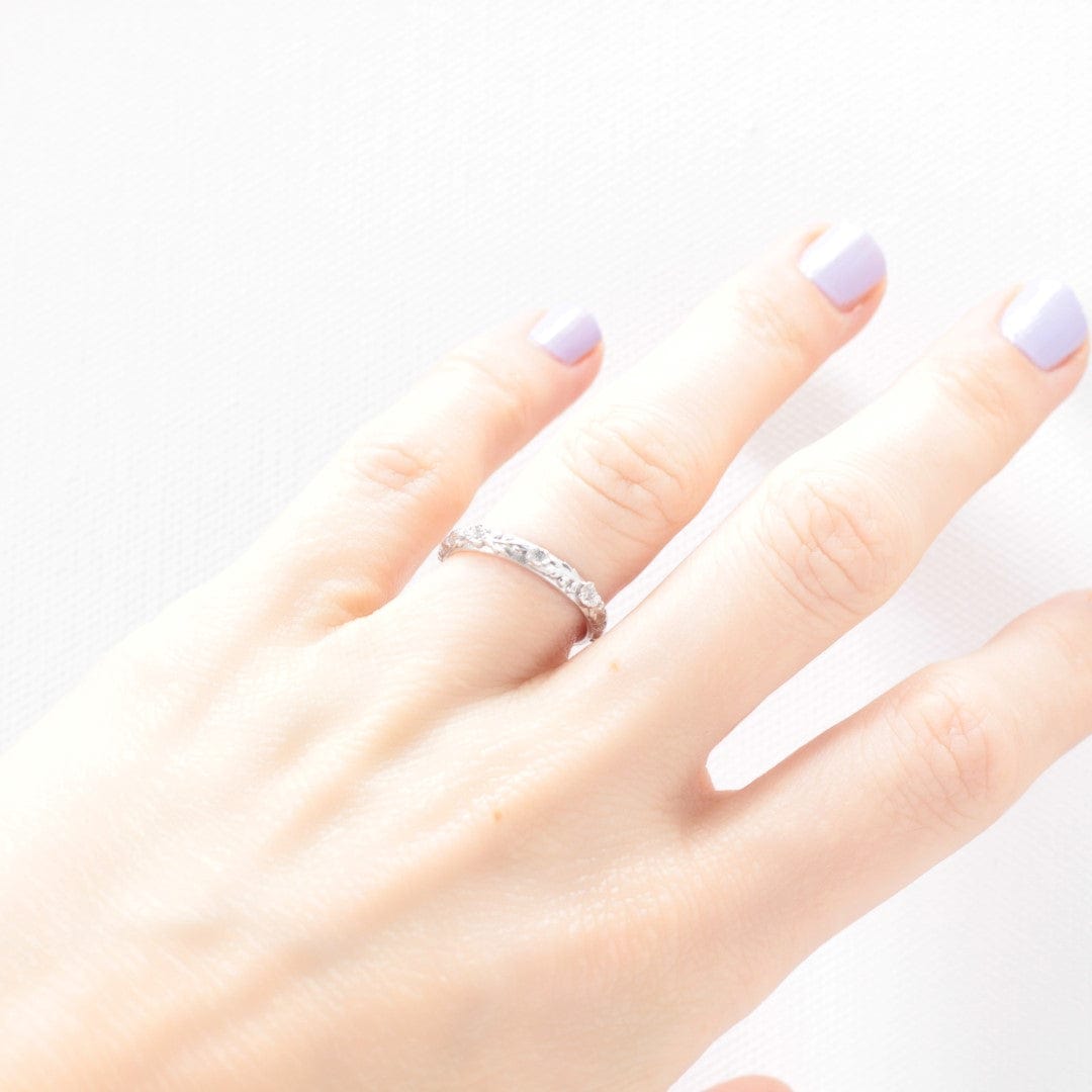 Diamond Trio Poppy Flower Leaf Wedding Band - Vinny & Charles