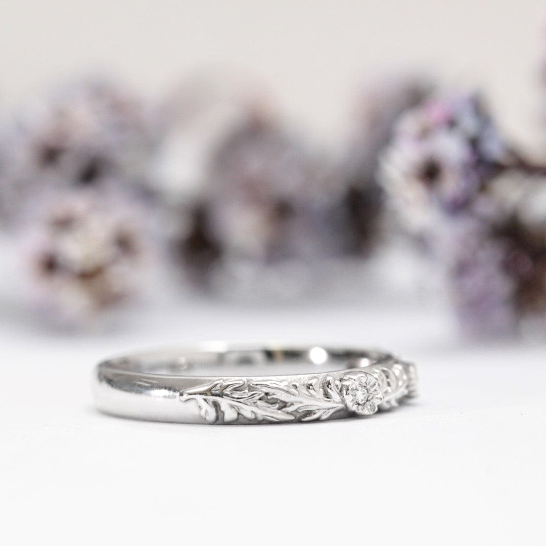 Poppy Leaf Wedding Ring Set - Vinny & Charles