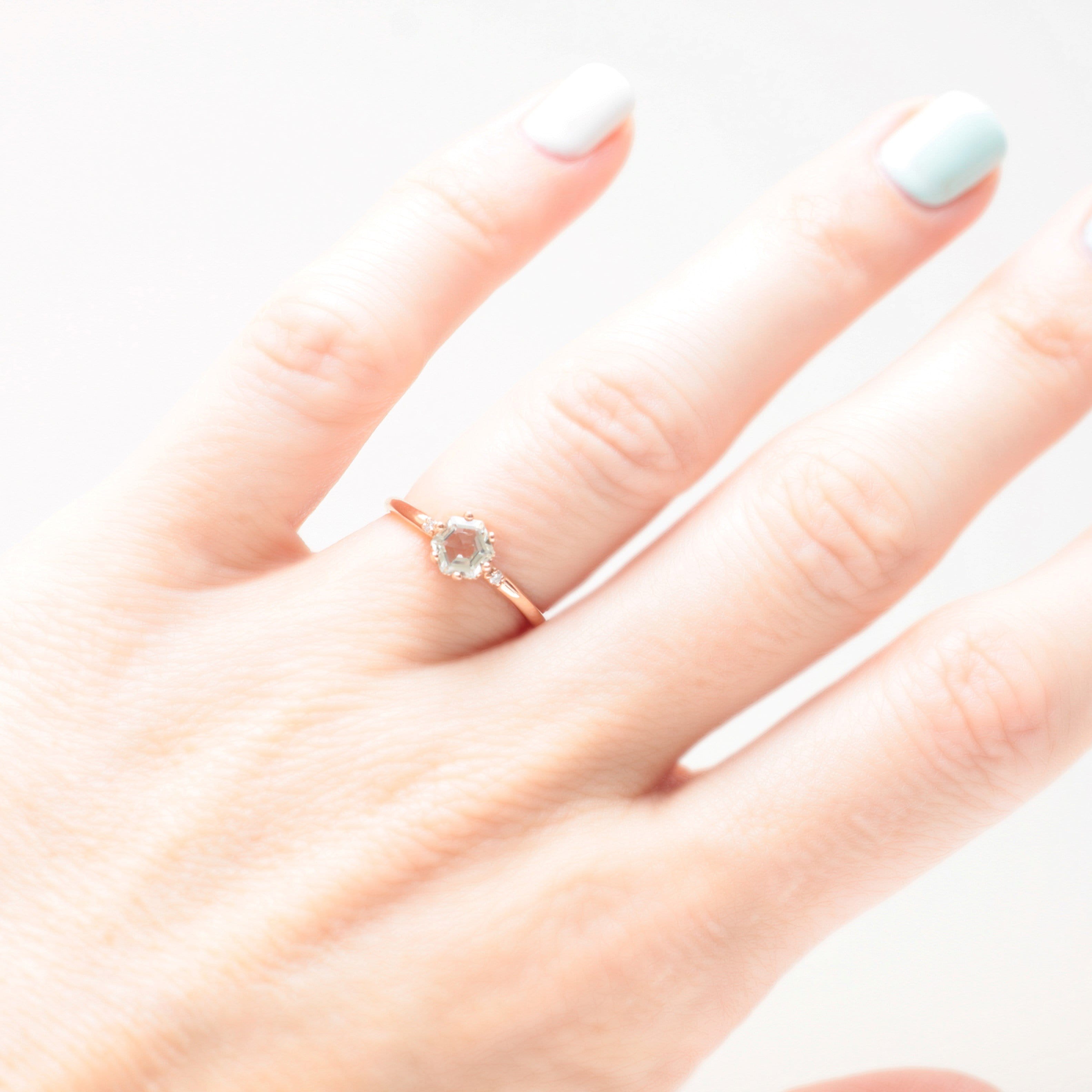 Green amethyst and diamond engagement ring - Vinny & Charles