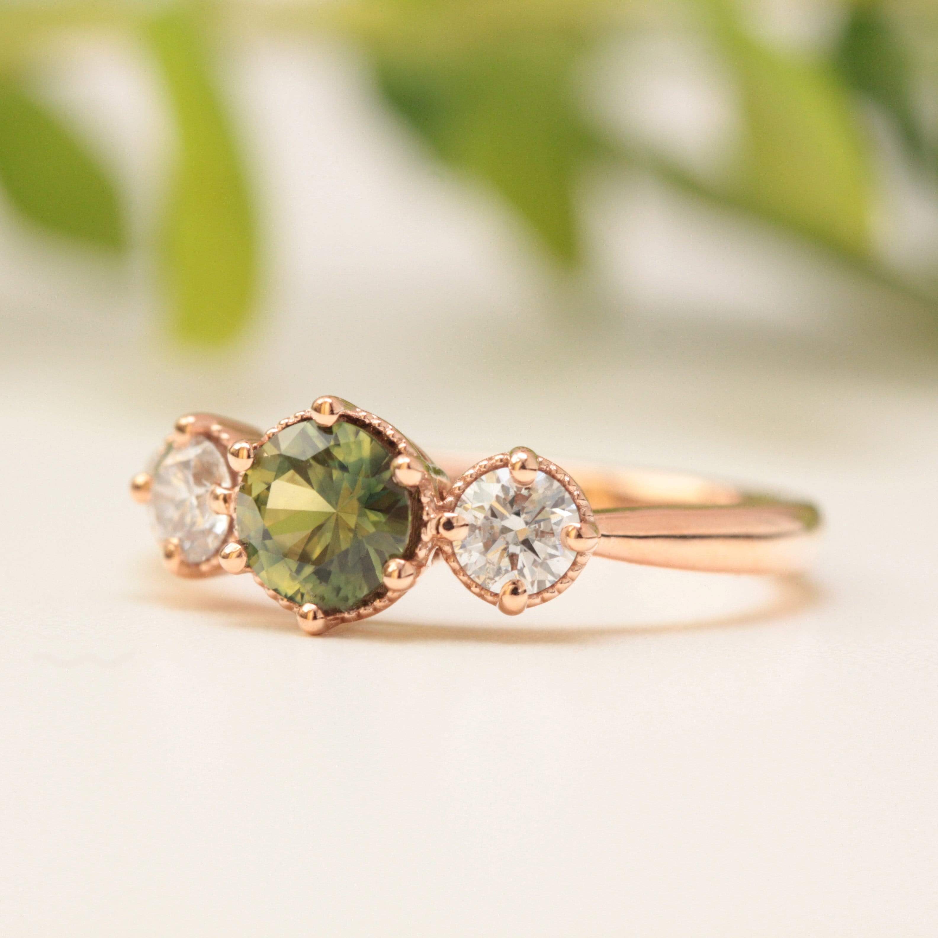 Green Sapphire Engagement Ring - Vinny & Charles