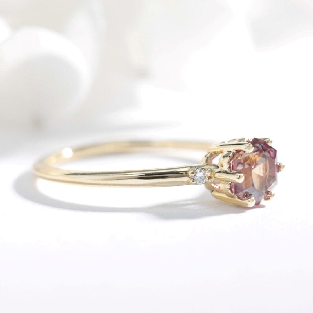Hexagon Alexandrite and diamond engagement ring - Vinny & Charles