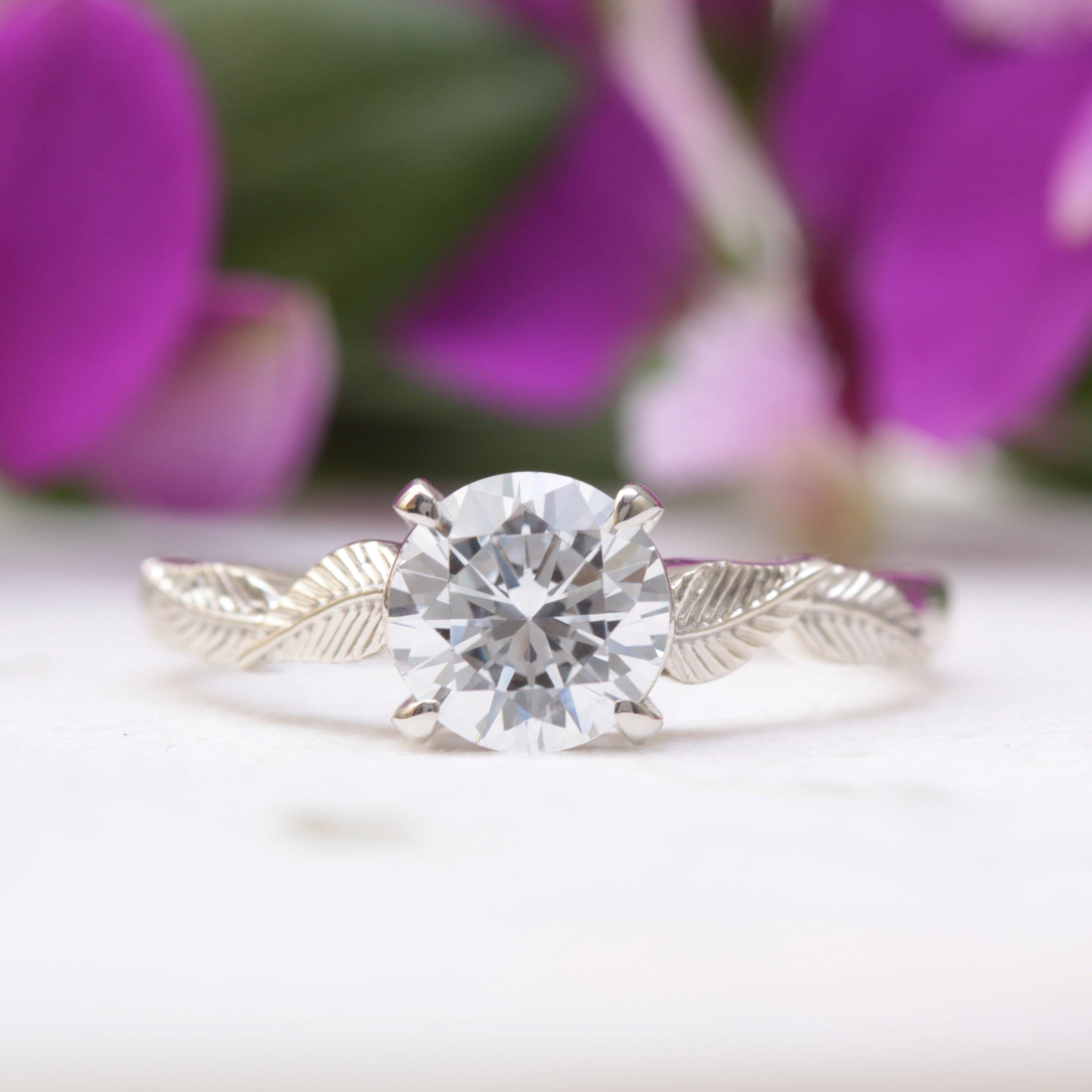 One Carat Solitaire Leaf Ring - Vinny & Charles