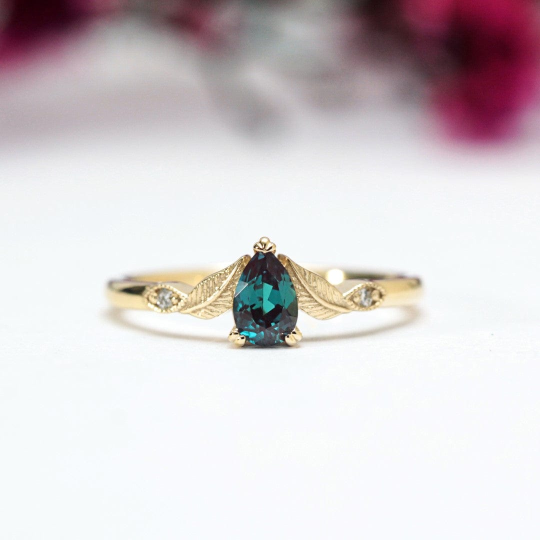 Pear Alexandrite Leaf Engagement Ring - Vinny & Charles