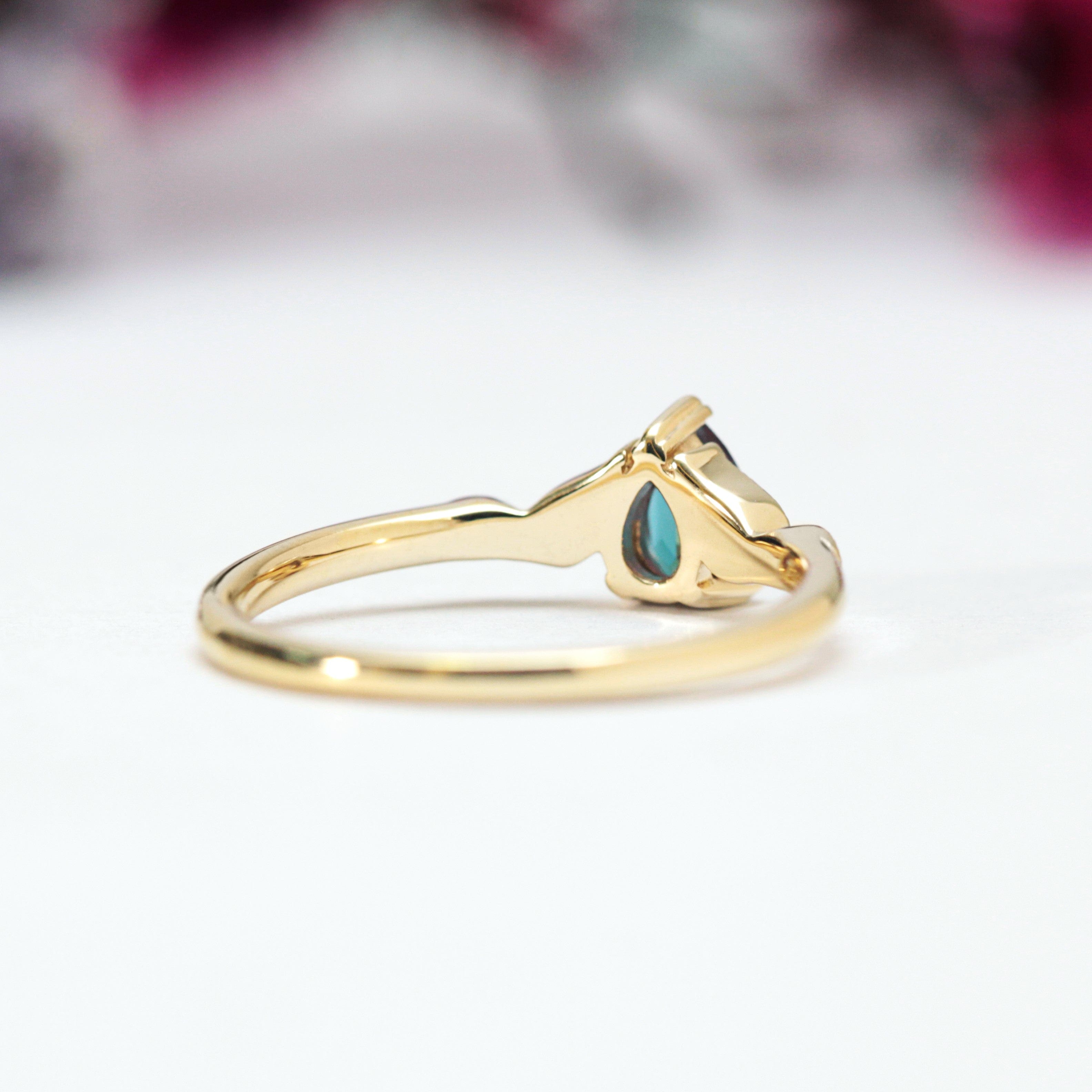 Pear Alexandrite Leaf Engagement Ring - Vinny & Charles