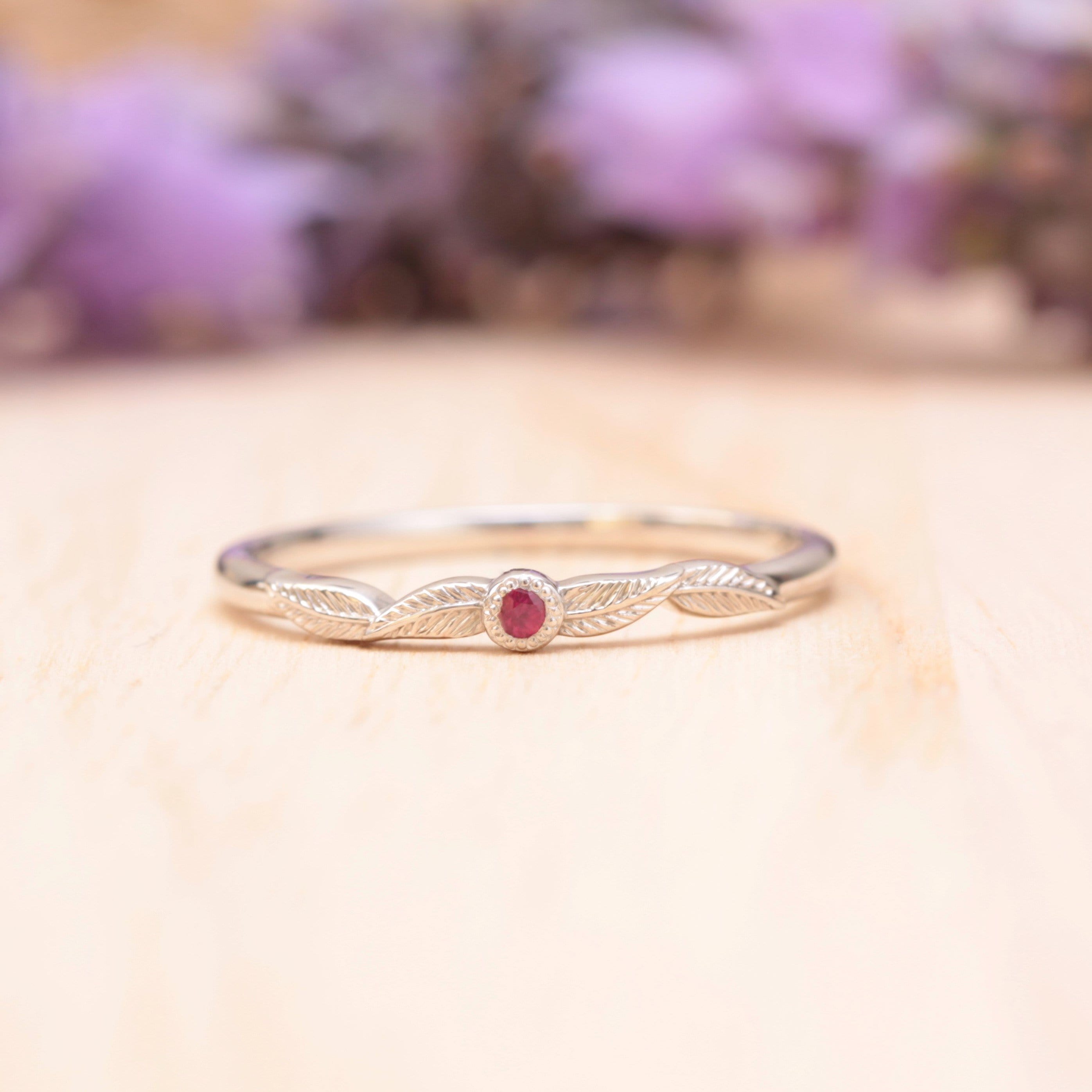 Pink Tourmaline Birthstone Leaf Ring - Vinny & Charles
