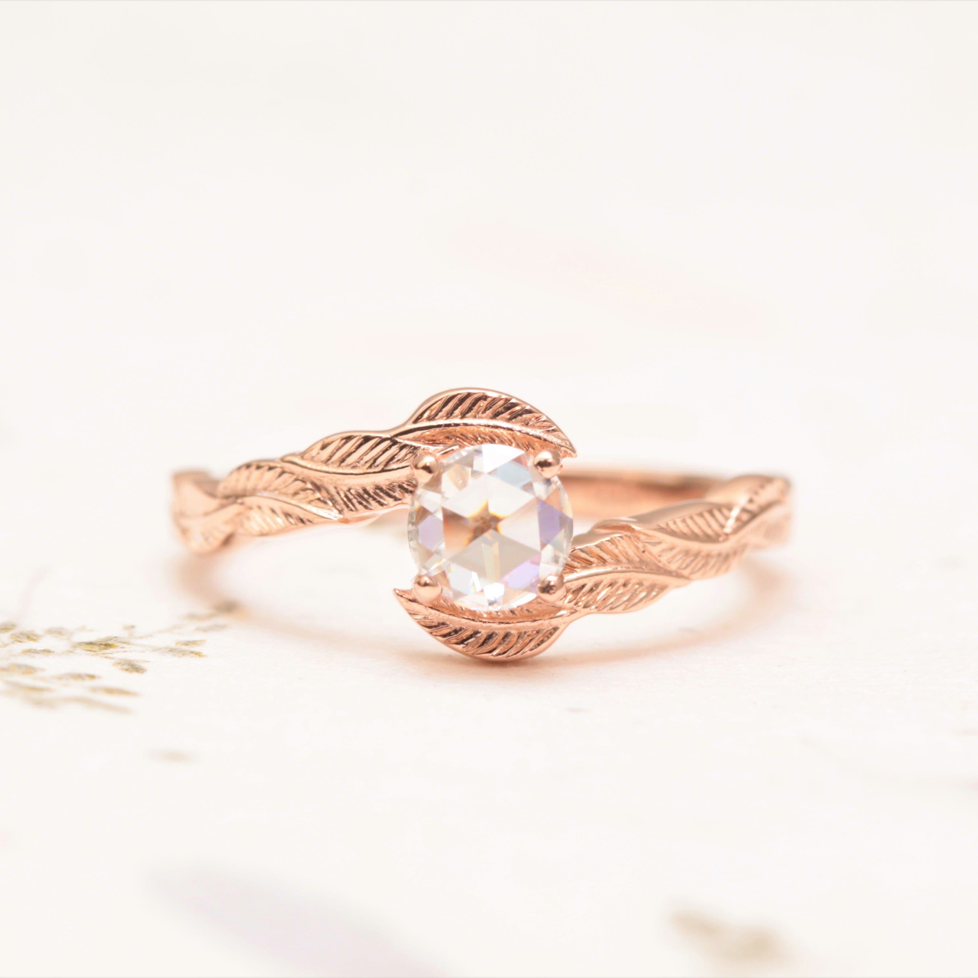 Moissanite Leaf Engagement Ring - Vinny & Charles