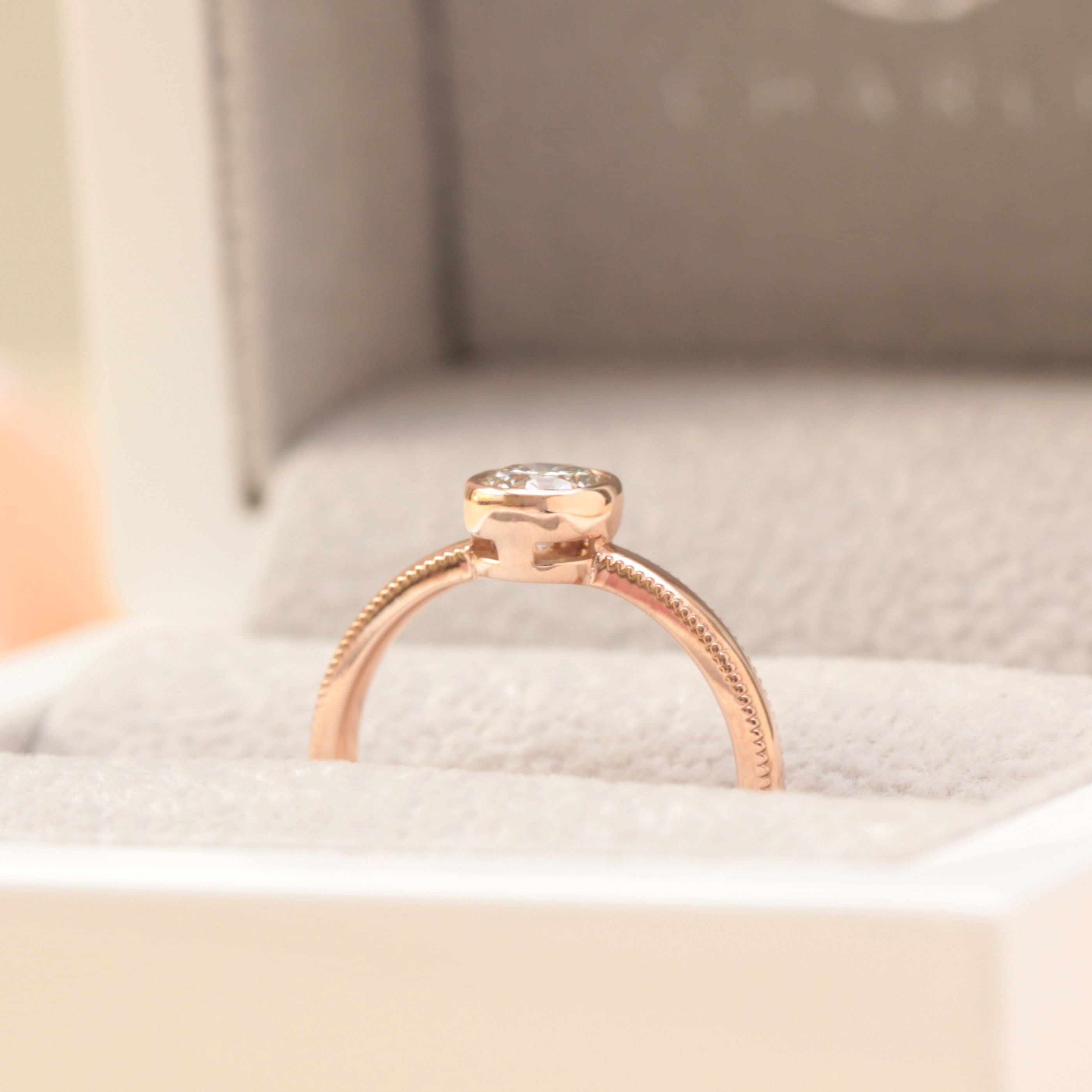 Milgrain diamond engagement ring - Vinny & Charles