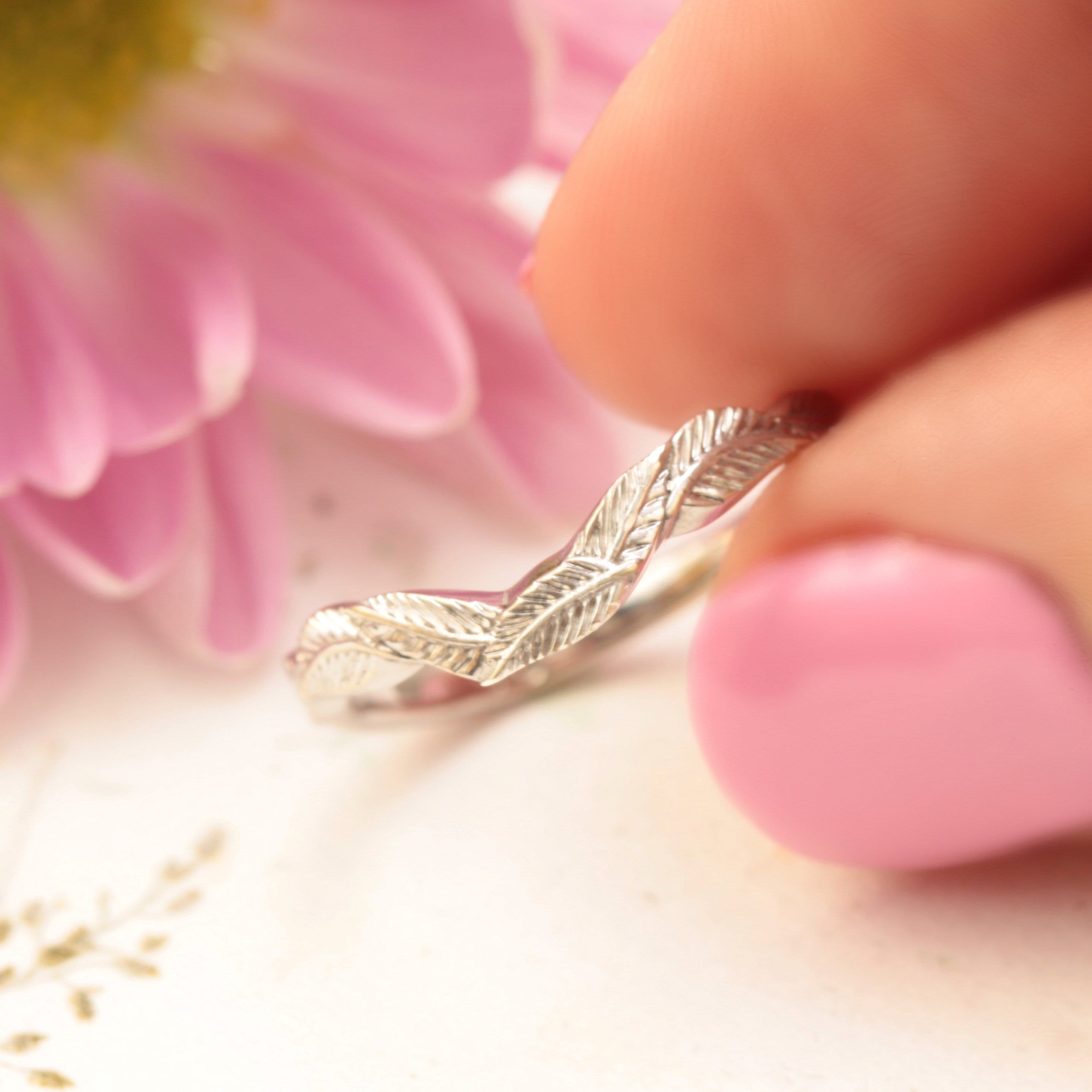 Curved leaf wedding ring - Vinny & Charles
