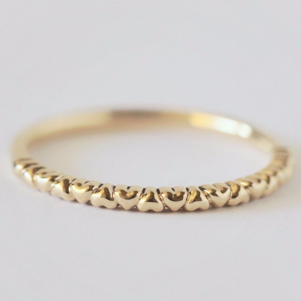 Heart eternity wedding ring in 14k yellow gold - Vinny & Charles