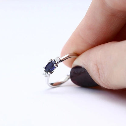 Blue Sapphire and Diamond Ring