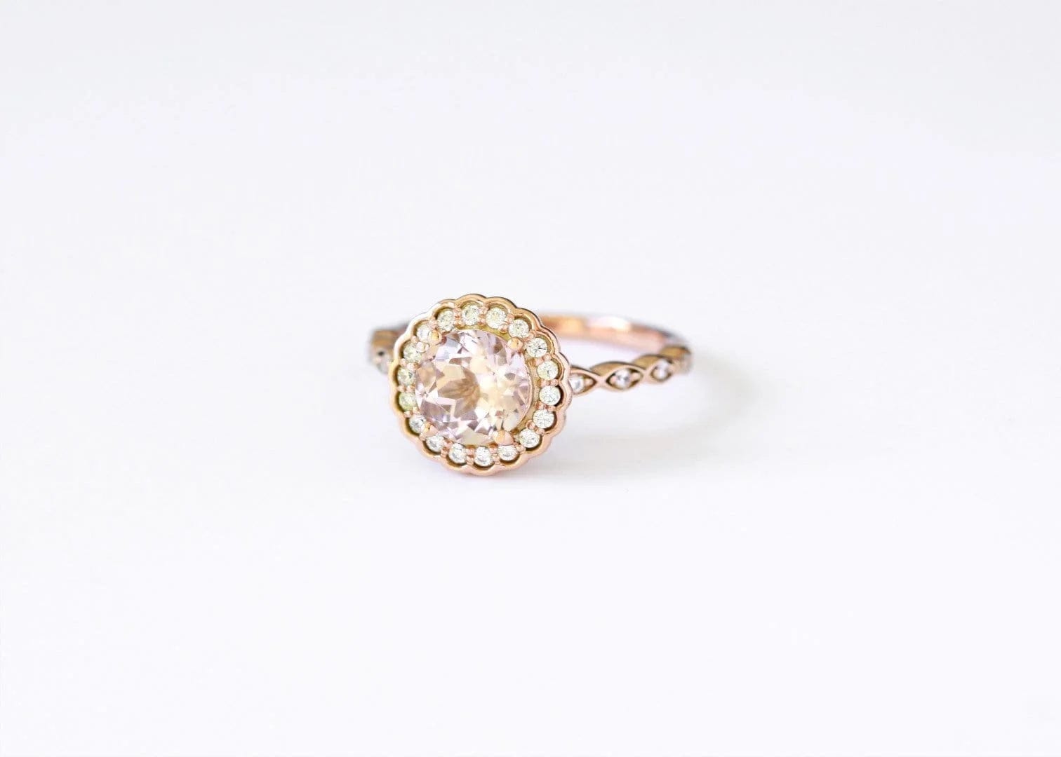 Morganite Halo Engagement Ring