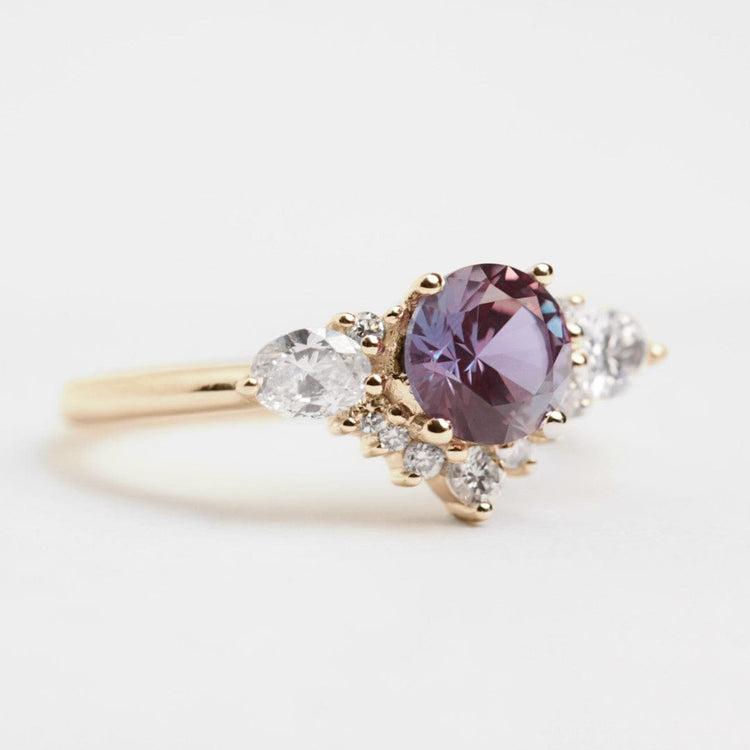 Alexandrite and lab diamond cluster engagement ring - Vinny & Charles