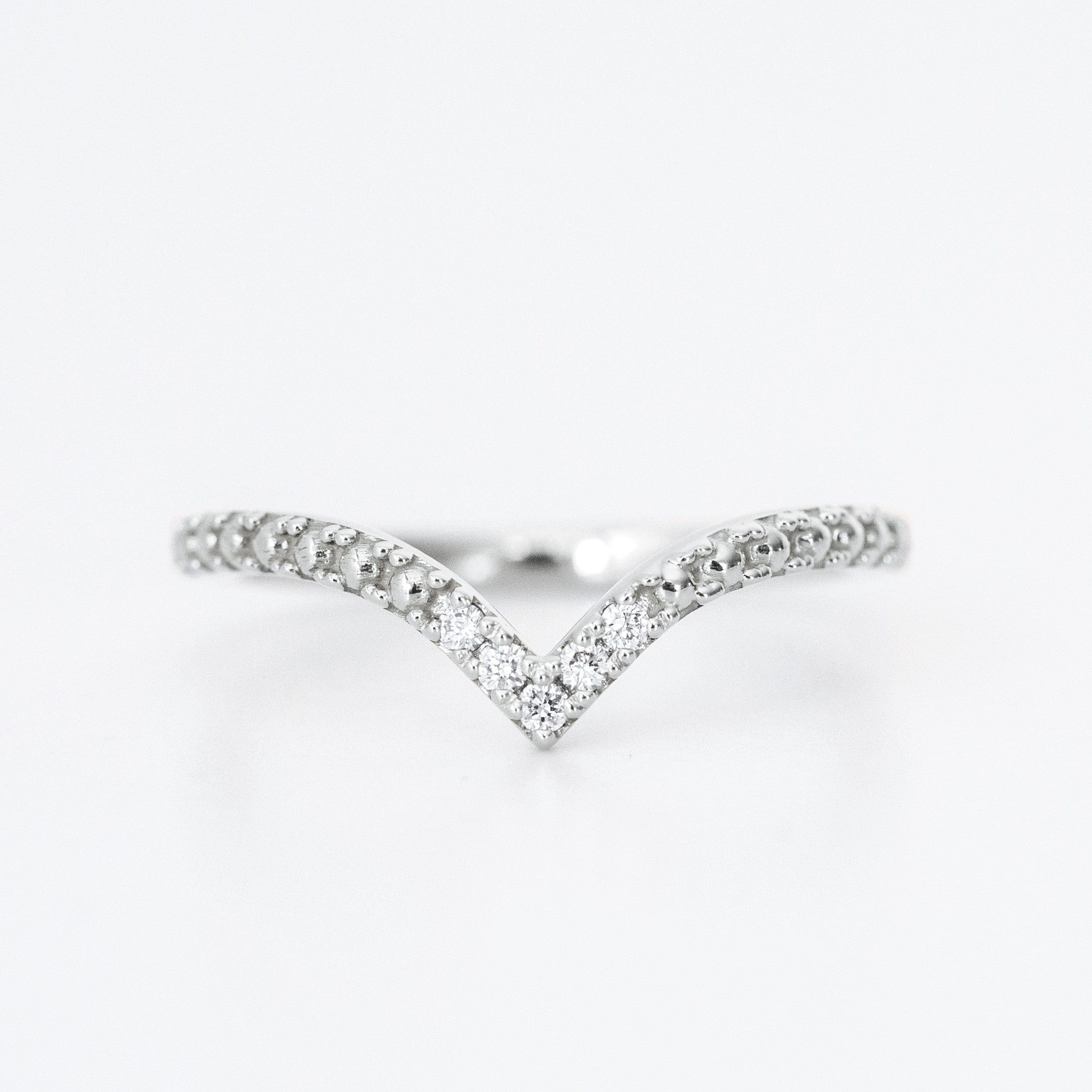 Chevron Diamond Beaded Wedding Ring - Vinny &amp; Charles