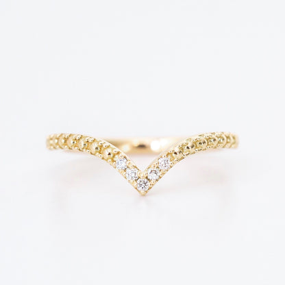 Chevron Diamond Beaded Wedding Ring - Vinny &amp; Charles