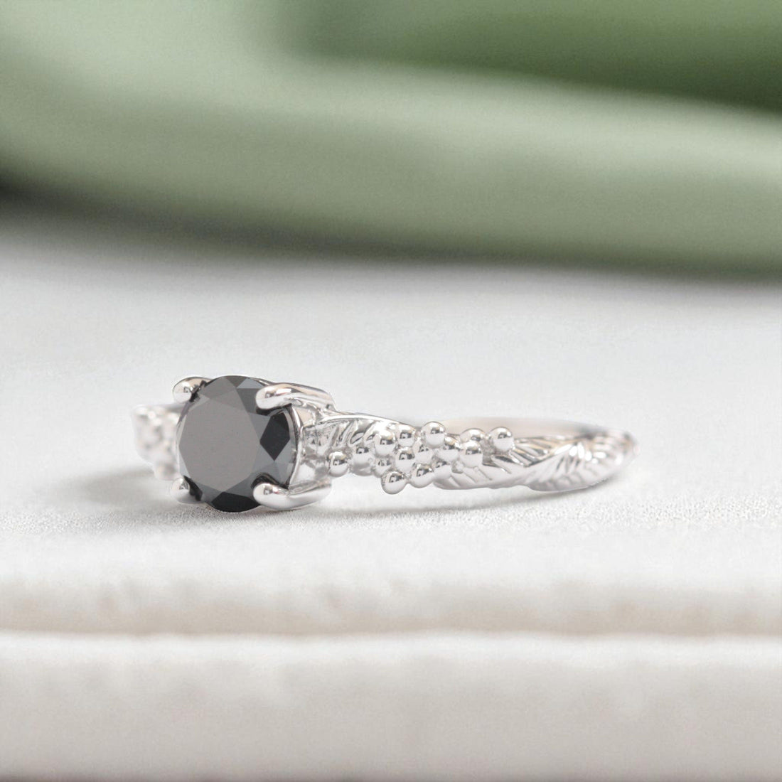 black-diamond-wattle-leaf-engagement-ring-white-gold