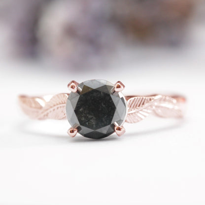 Black Diamond Leaf Engagement Ring - Vinny &amp; Charles