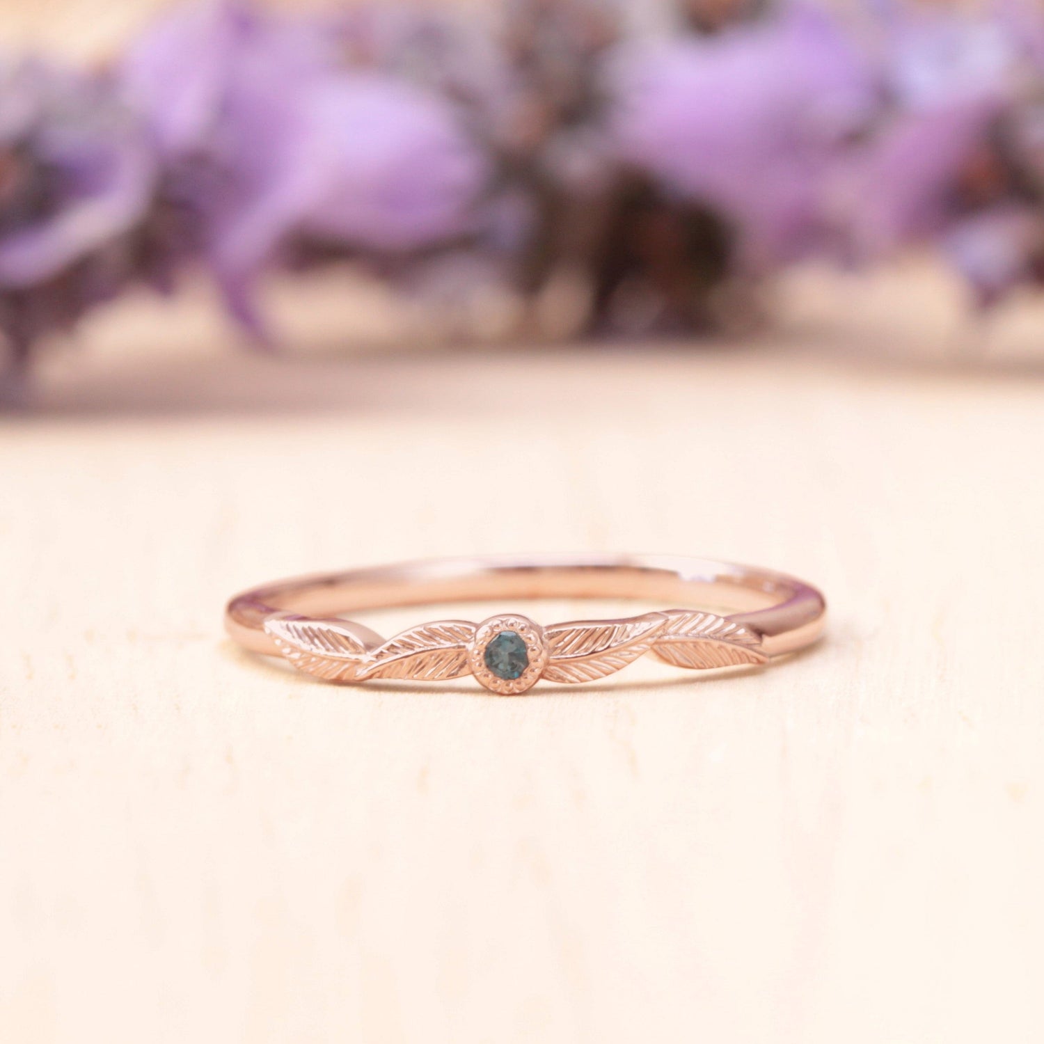 Blue Topaz Birthstone Leaf Ring - Vinny & Charles