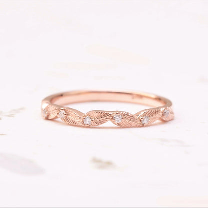 Diamond Leaf Wedding Ring