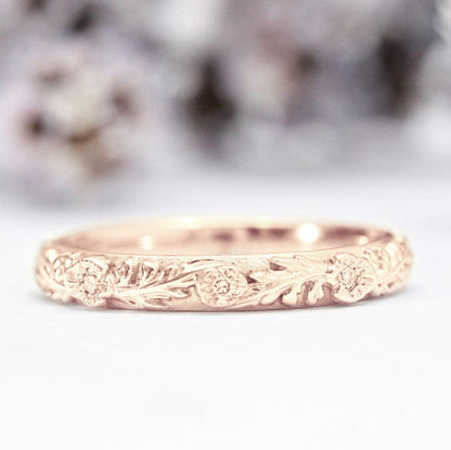 diamond trio poppy leaf wedding ring