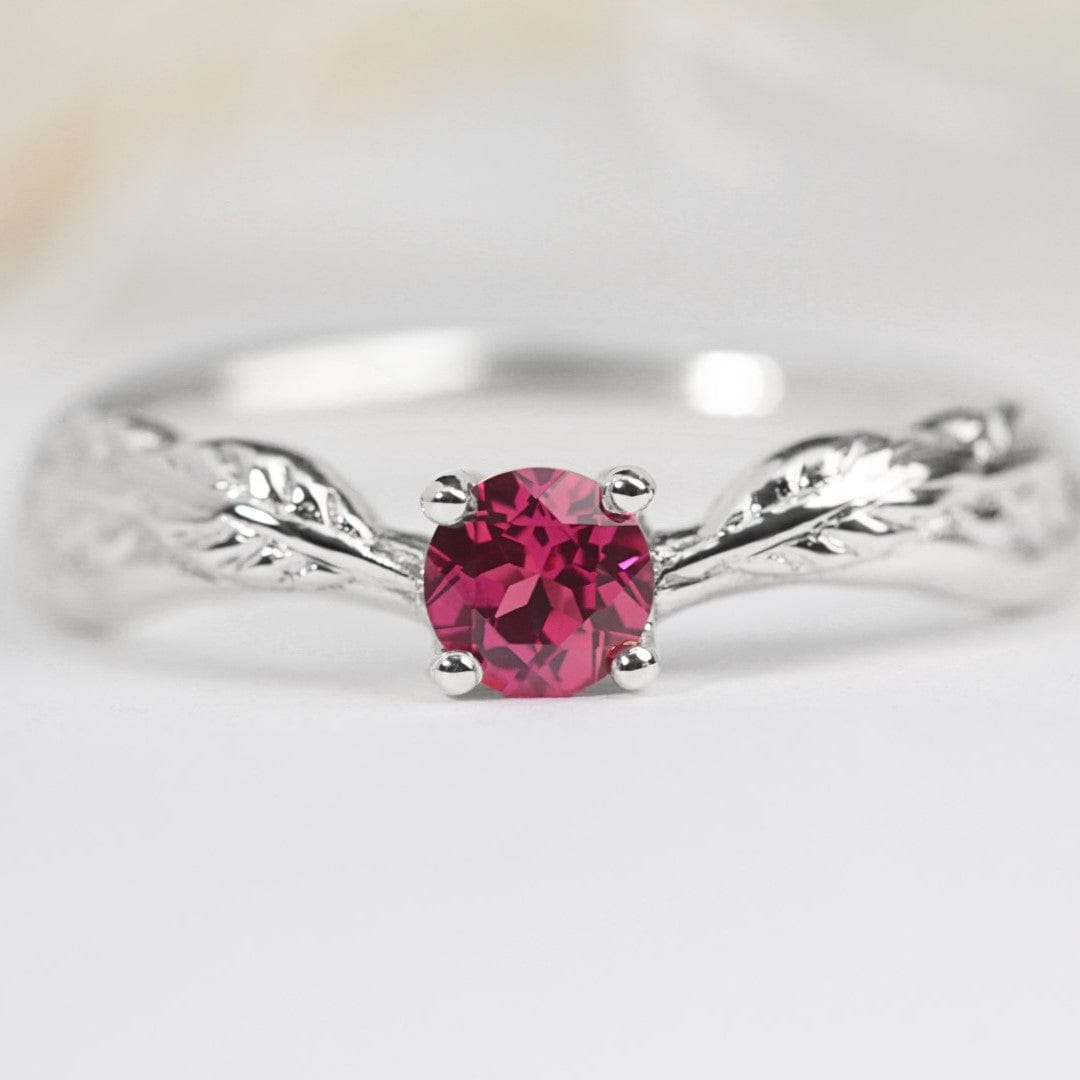 ember ruby leaf ring white gold