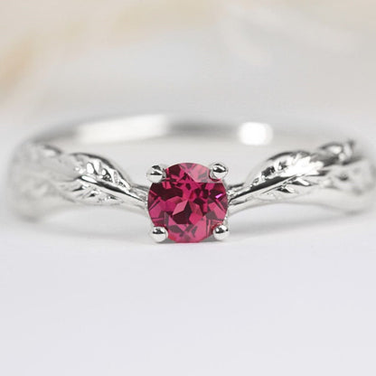 ember ruby leaf ring white gold