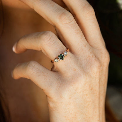 green sapphire diamond engagement ring rose gold