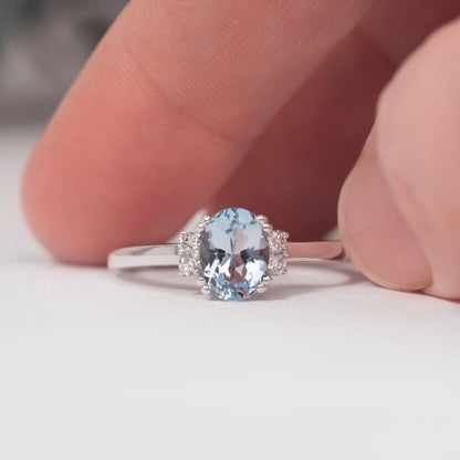 oval aquamarine diamond engagement ring white gold