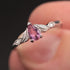 pear pink sapphire and diamond leaf engagement ring