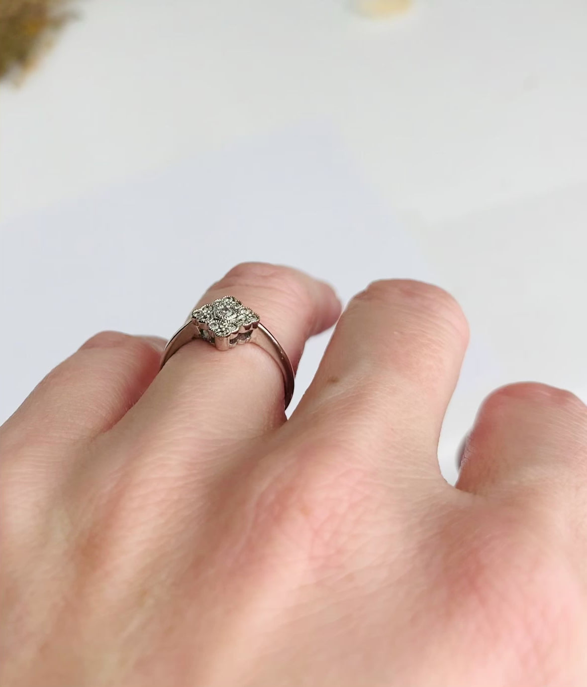 Antique style diamond engagement ring 