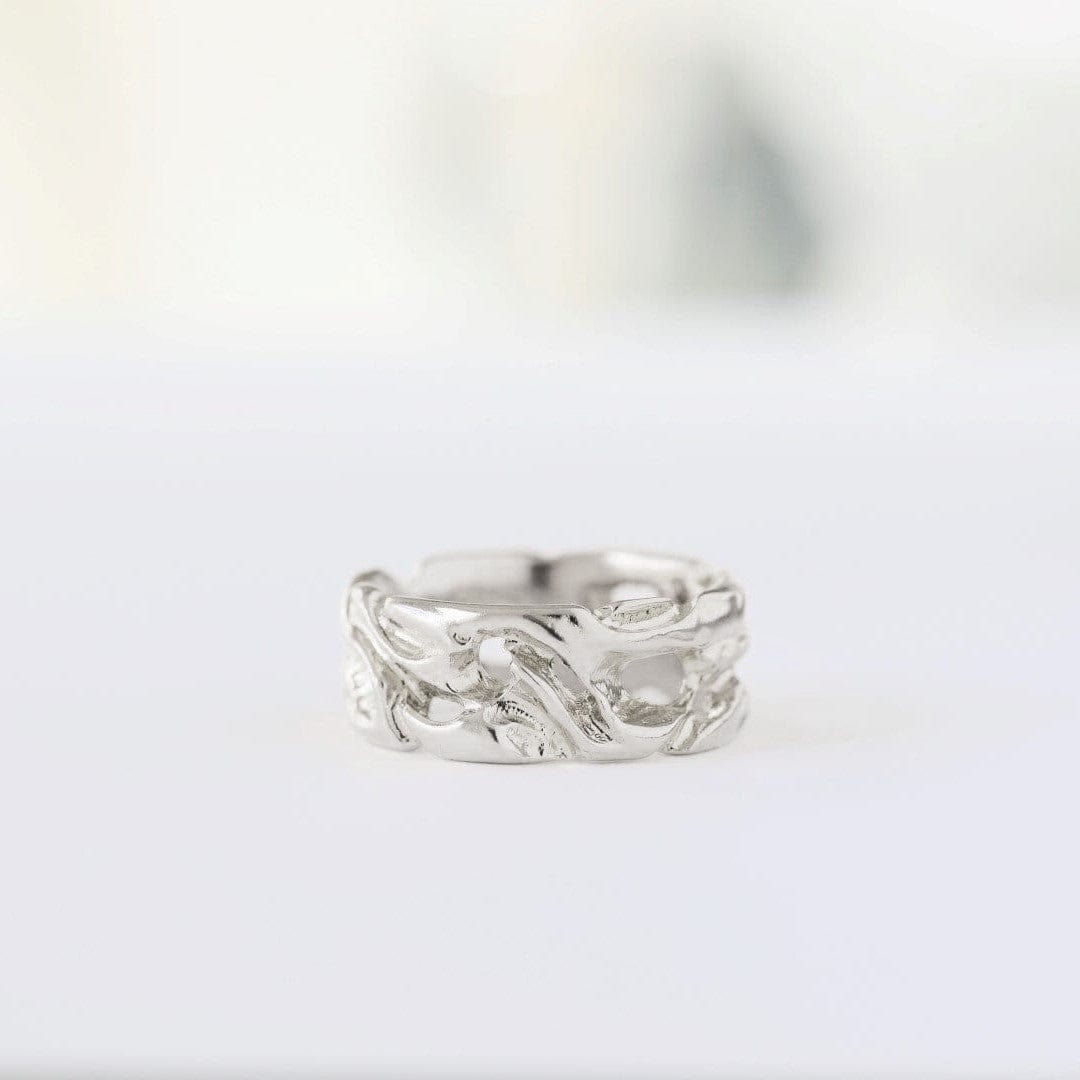 rustic unique gents wedding band white gold