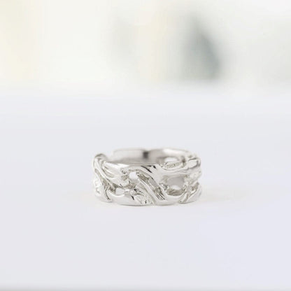 rustic unique gents wedding band white gold