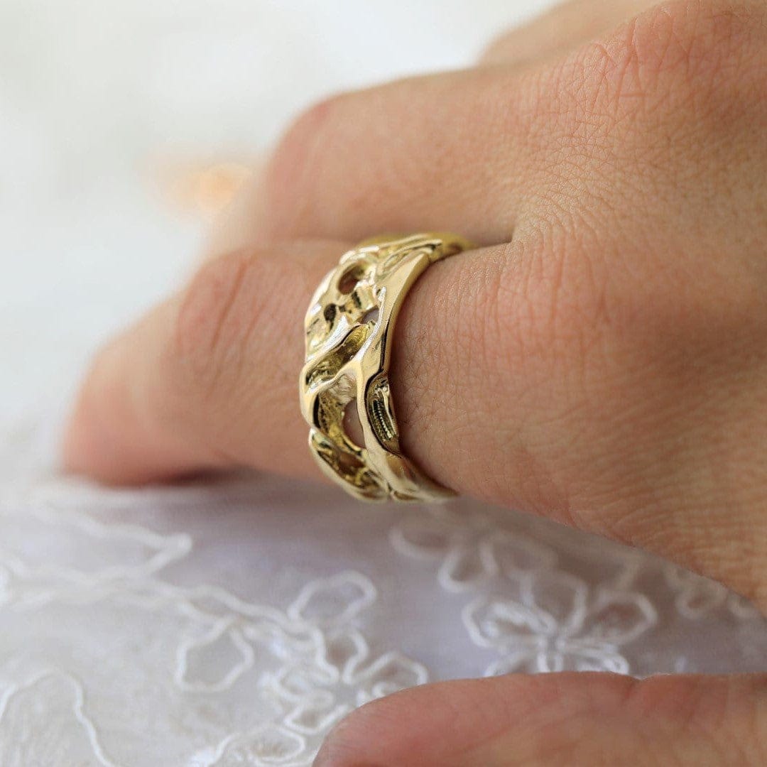 unique Rustic Mens Wedding Ring yellow gold