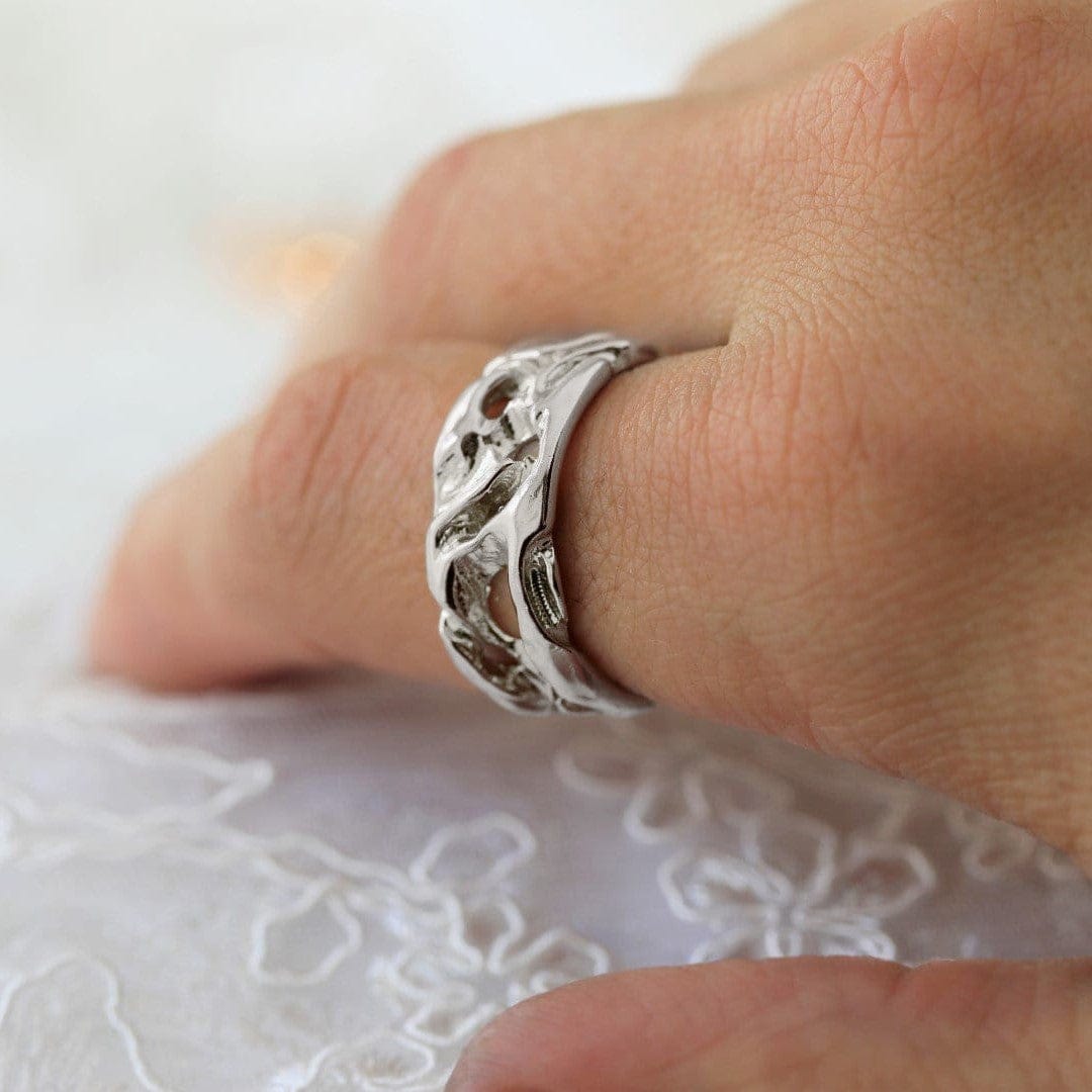 Rustic Mens Wedding Ring white gold
