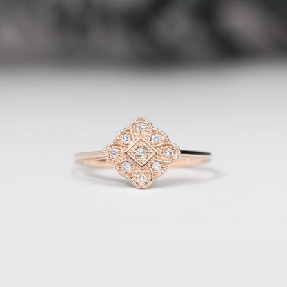 vintage style diamond engagement ring rose gold