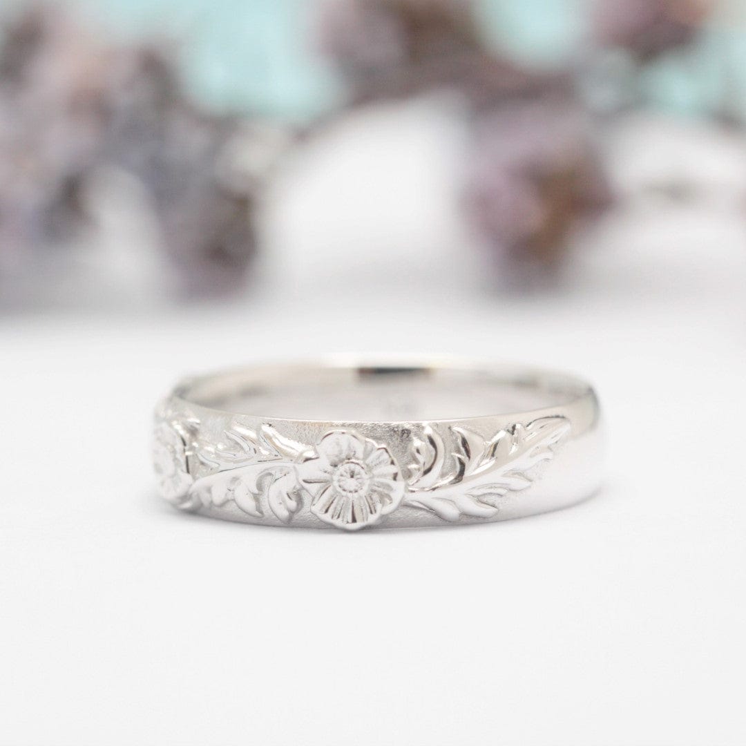 Poppy Leaf Wedding Ring Set - Vinny &amp; Charles