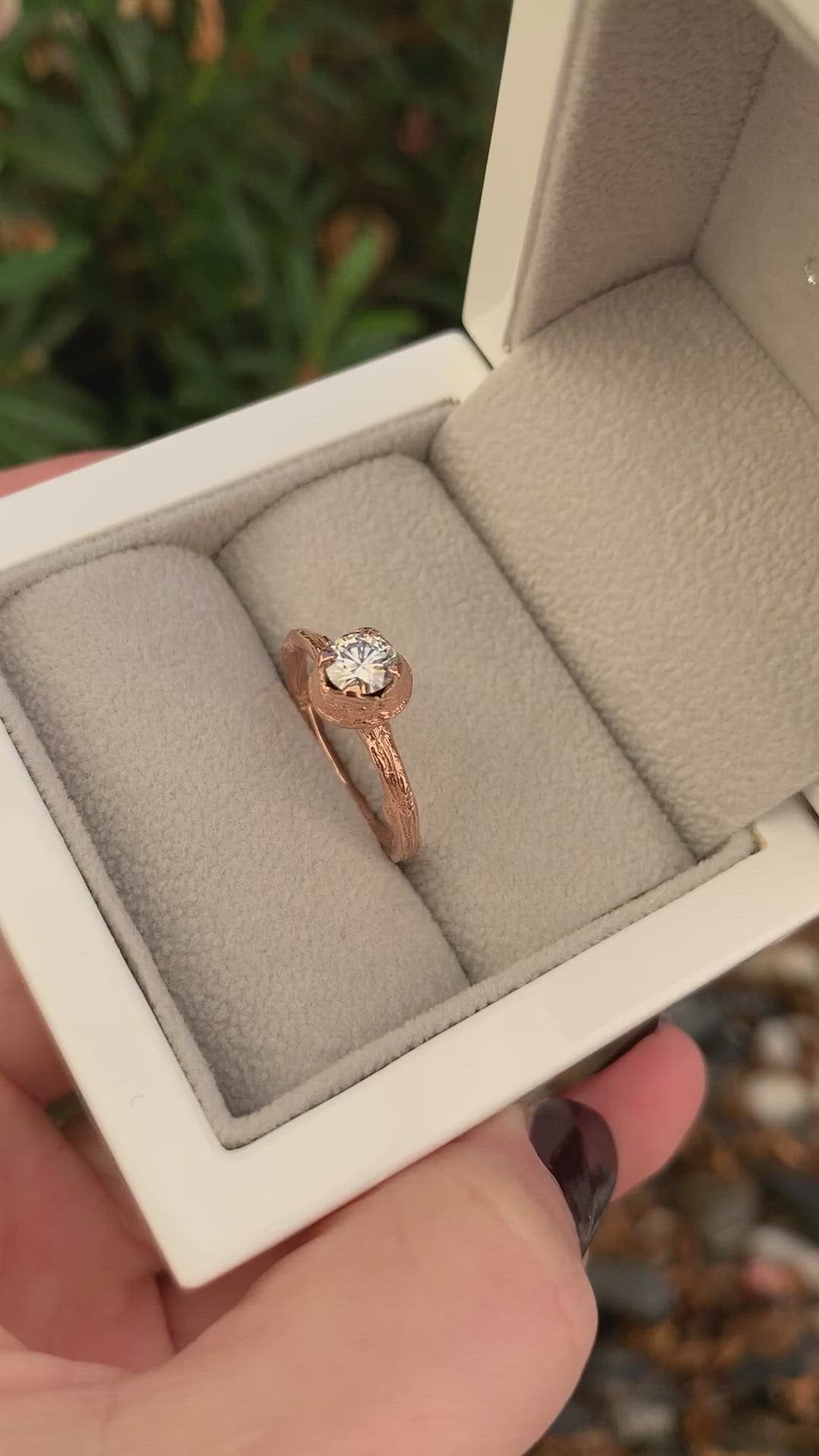 Moissanite Twig Engagement Ring