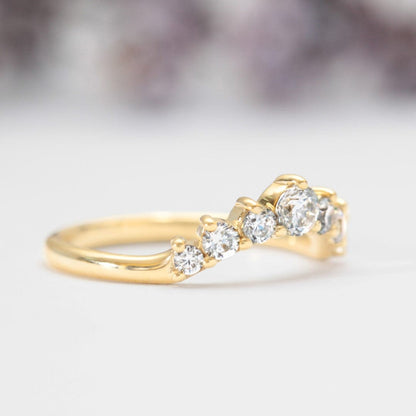 Curved Diamond Crown Wedding Band - Vinny &amp; Charles