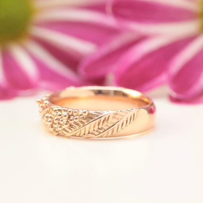 Wide Wattle Leaf Wedding Ring - Vinny &amp; Charles