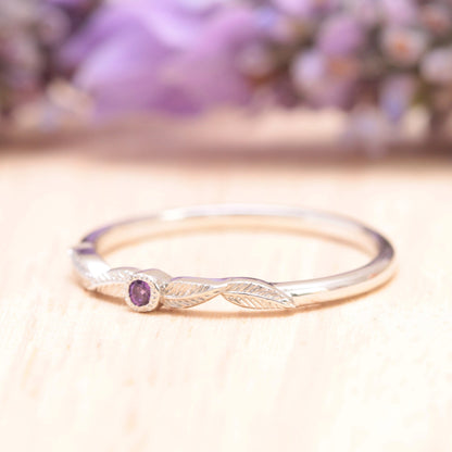 Amethyst Birthstone Leaf Ring - Vinny &amp; Charles