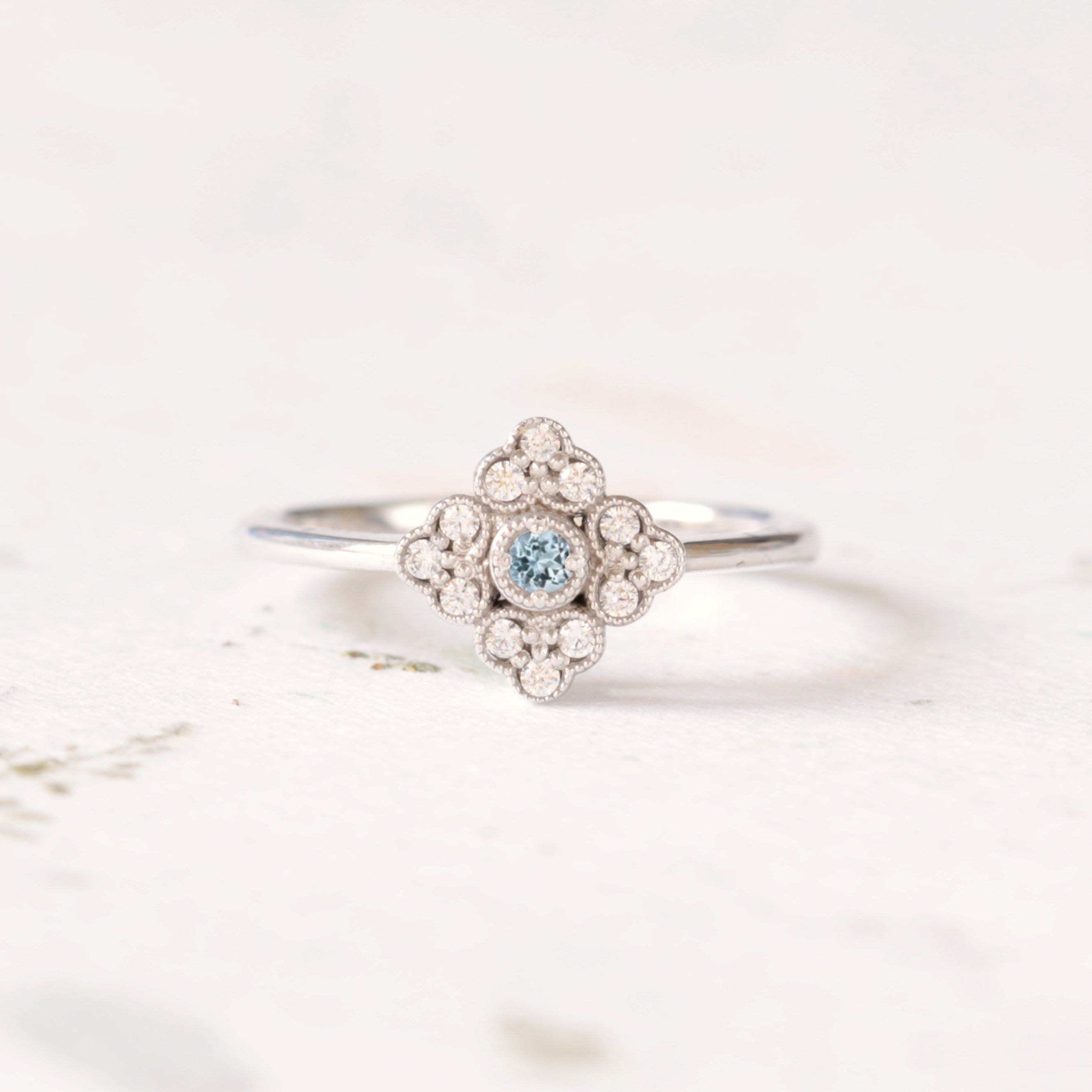 Antique style Aquamarine engagement ring - Vinny &amp; Charles